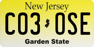 NJ license plate C03OSE
