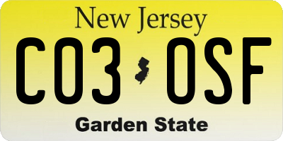 NJ license plate C03OSF