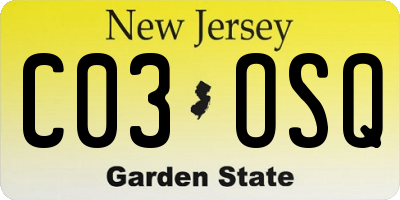 NJ license plate C03OSQ