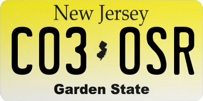 NJ license plate C03OSR