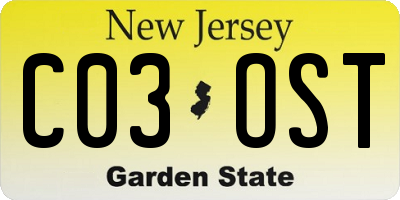 NJ license plate C03OST