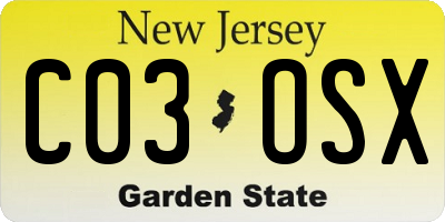 NJ license plate C03OSX