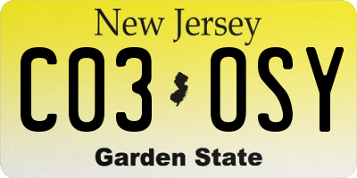 NJ license plate C03OSY