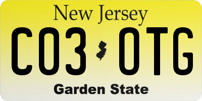 NJ license plate C03OTG
