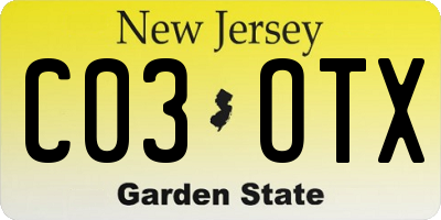NJ license plate C03OTX