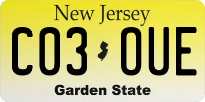 NJ license plate C03OUE