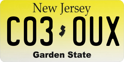 NJ license plate C03OUX