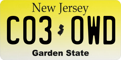 NJ license plate C03OWD
