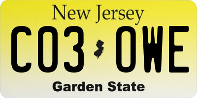 NJ license plate C03OWE