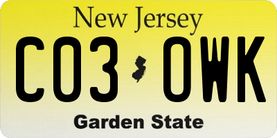 NJ license plate C03OWK
