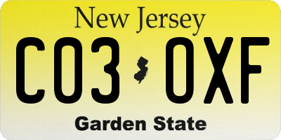 NJ license plate C03OXF
