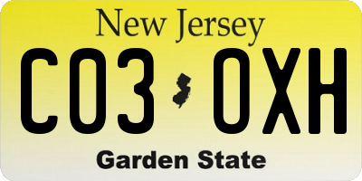 NJ license plate C03OXH