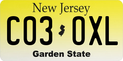 NJ license plate C03OXL