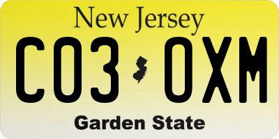 NJ license plate C03OXM