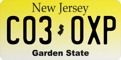 NJ license plate C03OXP