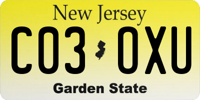 NJ license plate C03OXU