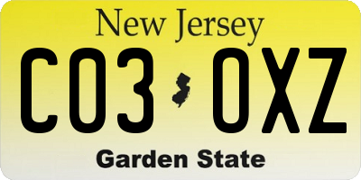 NJ license plate C03OXZ