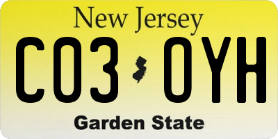 NJ license plate C03OYH