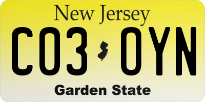 NJ license plate C03OYN