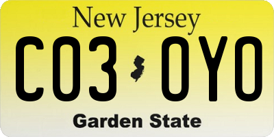 NJ license plate C03OYO