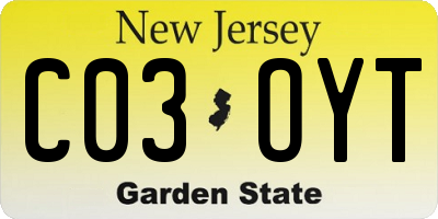 NJ license plate C03OYT