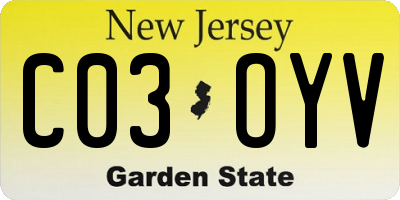 NJ license plate C03OYV