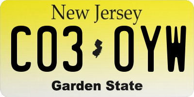 NJ license plate C03OYW