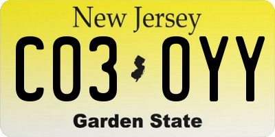 NJ license plate C03OYY