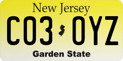 NJ license plate C03OYZ