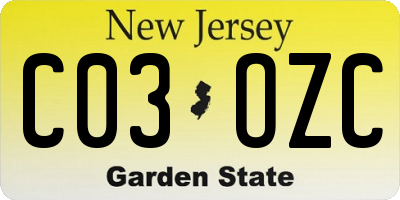 NJ license plate C03OZC