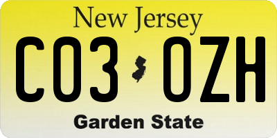NJ license plate C03OZH