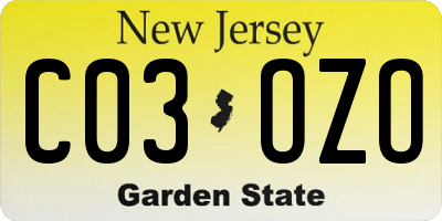 NJ license plate C03OZO