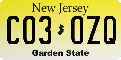 NJ license plate C03OZQ