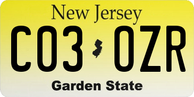 NJ license plate C03OZR