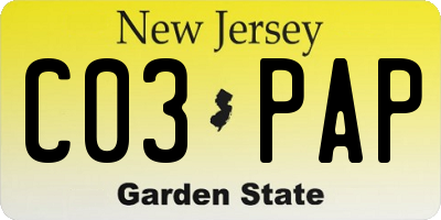 NJ license plate C03PAP