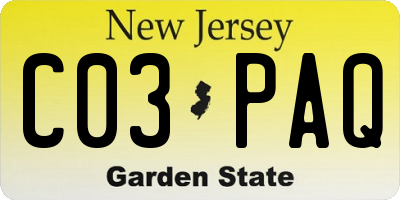 NJ license plate C03PAQ