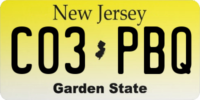 NJ license plate C03PBQ