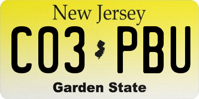 NJ license plate C03PBU