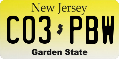 NJ license plate C03PBW
