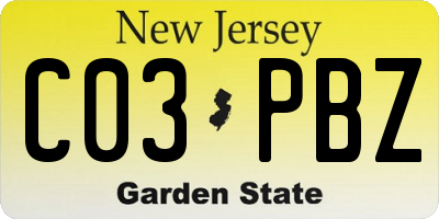 NJ license plate C03PBZ