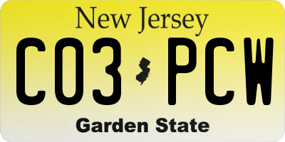 NJ license plate C03PCW