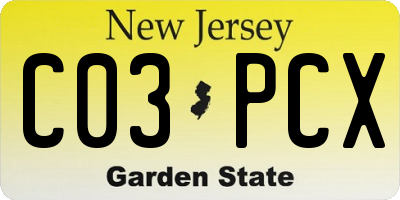 NJ license plate C03PCX