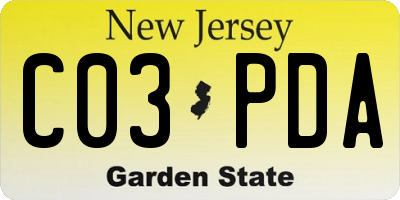 NJ license plate C03PDA