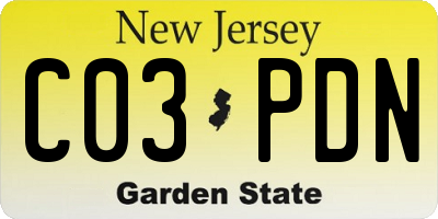 NJ license plate C03PDN