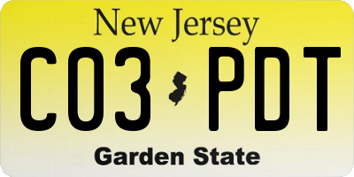 NJ license plate C03PDT