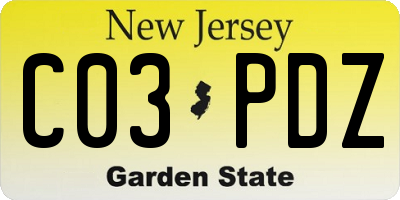 NJ license plate C03PDZ