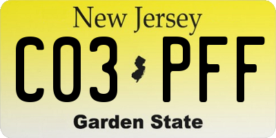 NJ license plate C03PFF