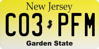 NJ license plate C03PFM