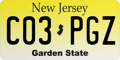 NJ license plate C03PGZ