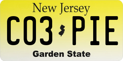 NJ license plate C03PIE